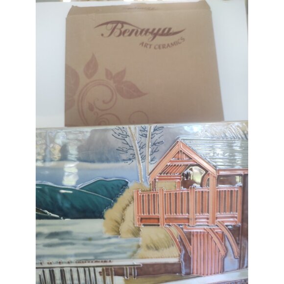Benaya Ceramics Wall or Table Ceramic Tile 8x12" "Lake Cottage" - Picture 6 of 10